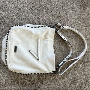White Leather Studded Shoulder Bag